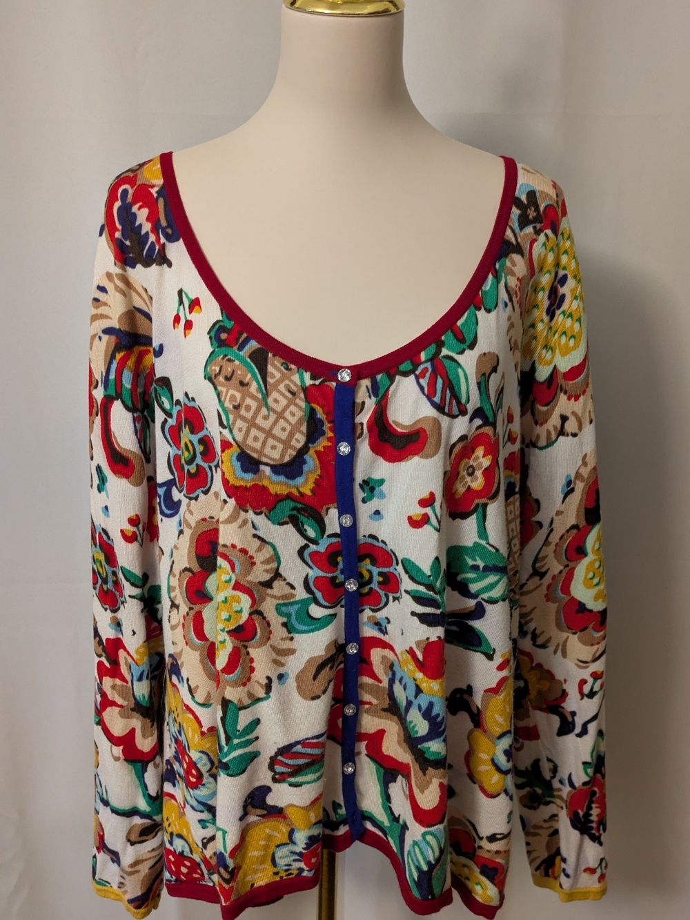Monroe & Main Colorful Floral Button Cardigan - Multicolor